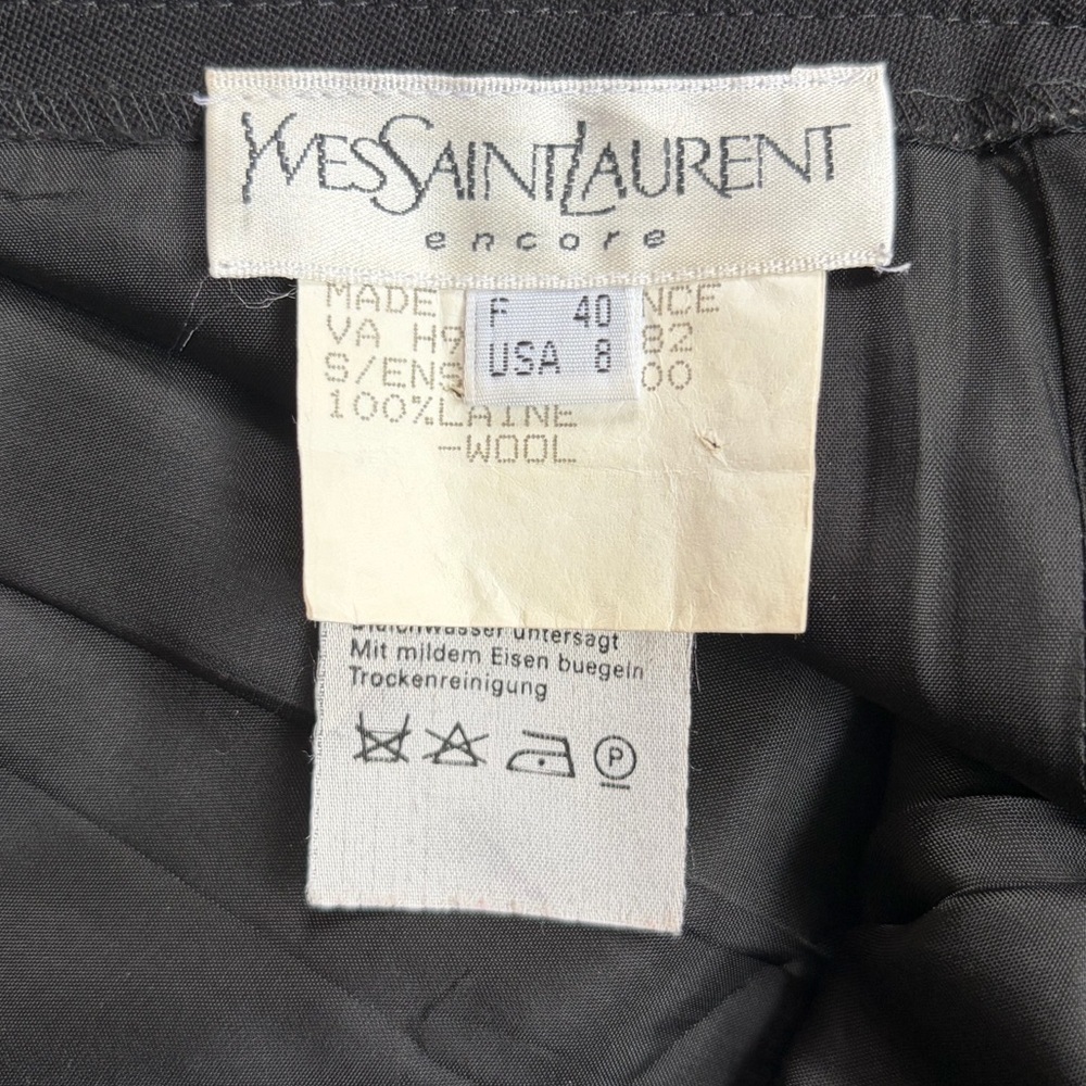 Vintage Yves Saint Laurent Wool Skirt Black Made France US 8 - Picture 4 of 12
